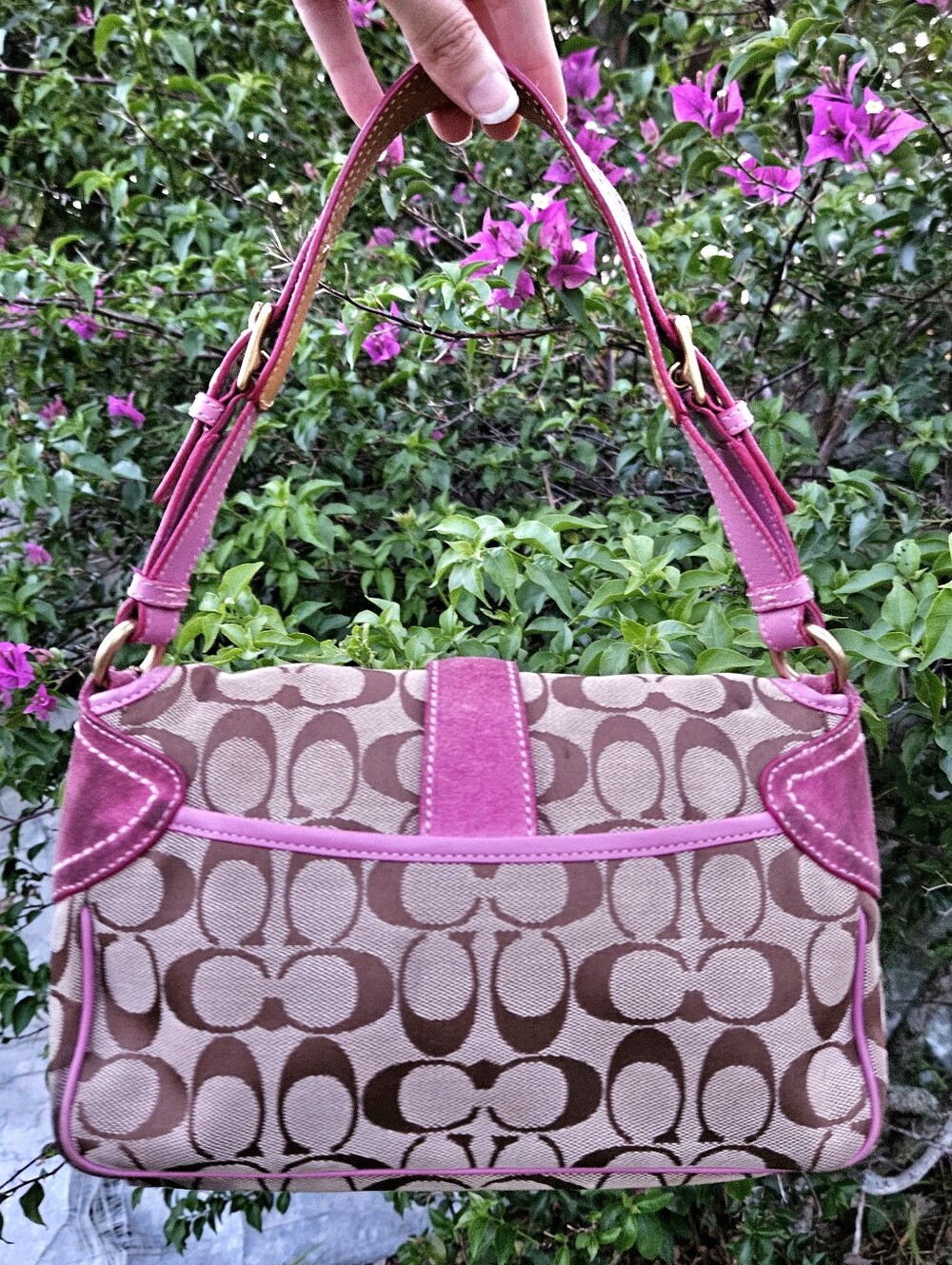 Vintage Coach 1482 Pink Signature Soho Buckle Shoulder Bag Hangtag Y2K - Picture 11 of 15